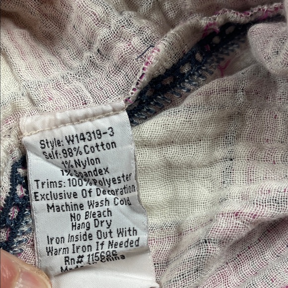 Johnny Was Womens Pink Plaid Peasant Floral Blouse Sz L - Picture 6 of 8